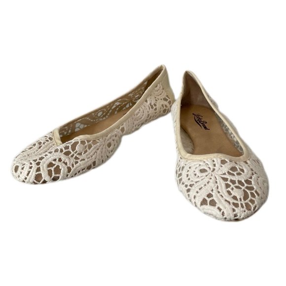 Lucky Brand Ivory Crochet Ballet Flats Women’s Size 6 - Picture 1 of 6